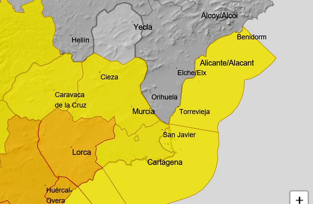 El Valle del Guadalentn, en alerta naranja por lluvias y tormentas 